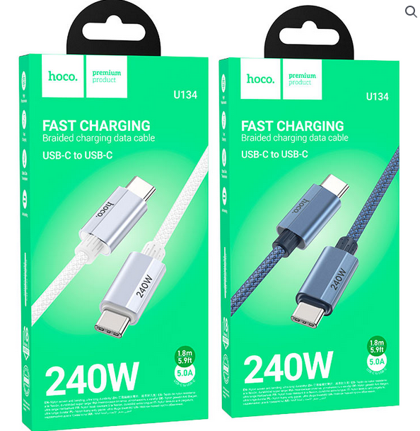Hoco U134 Primero 240W Charging Data Cable Type-C To Type-C(L=1.8M)