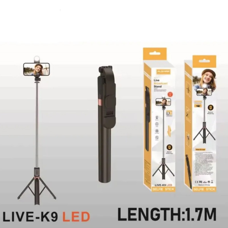 LIVE-K9 Live Selfie Stand With Rechargeable Light (5.7 Feet)